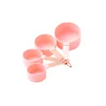 Pink plastic baking measuring cup set featuring rose gold stainless steel handles - Pink Measuring Cups Set