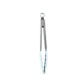 Professional light blue silicone and stainless steel kitchen tongs for non-stick cooking - Sky Blue Food Tongs
