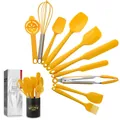 10-piece yellow silicone kitchen utensil set with heat-resistant spatulas and whisk. - 10-Piece Set (With Bucket) / Yellow