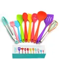 10-piece colorful silicone kitchen utensil set with heat-resistant non-stick tools - 10 Pieces Multicolor Silicone Kitchen Utensil Set