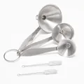 Professional stainless steel mini funnel set with cleaning brushes for kitchen oil and vinegar - 3Pcs Long Handle Funnel Set + 2 Cleaning Brushes