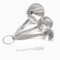 3-piece set of durable stainless steel mini funnels with handles and cleaning brush - 3Pcs Long Handle Funnel Set + 1 Cleaning Brush