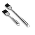 Set of two stainless steel silicone basting brushes for BBQ and pastry baking - Straight Handle Set (30CM+20CM) / 430 Stainless Steel