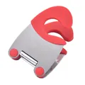 Red stainless steel pot side clip heat resistant utensil rest for kitchen spatula holder - Red