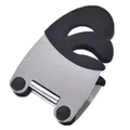 Durable stainless steel pot edge clip with black heat-resistant silicone grips for utensils - Black