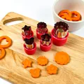 Professional stainless steel vegetable cutter set with red PP protective handles - Five-Piece Set / Red