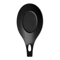 Durable heat-resistant large black silicone spoon rest for kitchen cooking utensils - Dark Gray