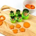 Professional stainless steel vegetable cutter set with green PP hand protectors - Five-Piece Set / Green