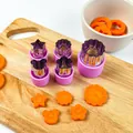 Stainless steel vegetable cutter set with purple PP hand guards for flower shapes - Five-Piece Set / Purple
