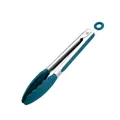 Pince de cuisine en acier inoxydable avec embouts en silicone bleu sarcelle pour BBQ - 9 Pouces / Bleu Foncé