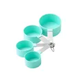 Mint green measuring cup set with stainless steel handles for accurate kitchen baking - 4-Piece Measuring Cups Set / Four-Piece Set / Green