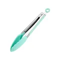 Mint green heat-resistant silicone food tongs with stainless steel handle and ring - 9 Inch / Mint Green