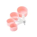 Pink plastic measuring cup set with stainless steel handles for professional baking - 4-Piece Measuring Cups Set / Four-Piece Set / Pink
