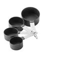 Professional set of black plastic measuring cups with stainless steel handles for baking - 4-Piece Measuring Cups Set / Four-Piece Set / Black