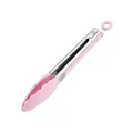 Professional pink silicone food tong with stainless steel handle for BBQ and baking service - 9 Inch / Pink