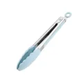 Heat-resistant silicone food tongs with stainless steel frame in light blue color - 9 Inch / Light Blue