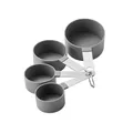Four-piece gray measuring cup set with durable stainless steel handles and engraved capacity markings - 4-Piece Measuring Cups Set / Four-Piece Set / Gray