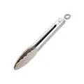 Professional beige silicone food tongs with durable stainless steel handle and hanging loop - 9 Inch / Khaki