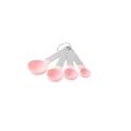 Set of 4 pink plastic measuring spoons with stainless steel handles for precision baking - 4-Piece Measuring Spoons Set / Four-Piece Set / Pink