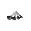 Black plastic measuring spoon set with stainless steel handles for baking - 4-Piece Measuring Spoons Set / Four-Piece Set / Black