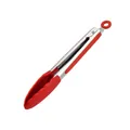 Red heat-resistant silicone food tongs with stainless steel handle for BBQ and baking - 9 Inch / Red