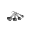 4-piece grey measuring spoon set with stainless steel handles for precise baking - 4-Piece Measuring Spoons Set / Four-Piece Set / Gray