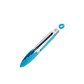 High-quality blue silicone food tongs with stainless steel handle for BBQ and serving - 7" / Blue