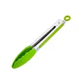 Professional green silicone food tong with stainless steel handle for BBQ and baking - 9 Inch / Green