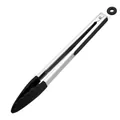 Professional stainless steel food tongs with heat-resistant black silicone tips for BBQ - 12 Inch / Black