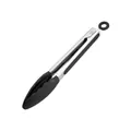 Heat-resistant stainless steel and black silicone food tongs for BBQ or baking - 9 Inch / Black