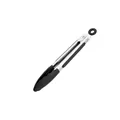Professional stainless steel food tongs with black silicone tips for BBQ and baking - 7" / Black