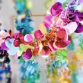 Ghirlanda natalizia multicolore con grandi paillettes per decorazioni di feste - Lunghezza 2m Larghezza 8cm / Rosa Rosso Misto Macaron