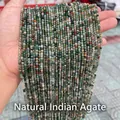 Piccole perle tonde sfaccettate in agata naturale indiana per creazione di gioielli - 2mm 180 Pz/Confezione / Agata indiana naturale sfaccettata