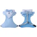 Elegant light blue tuxedo style dog harness vest with a stylish bowtie for small medium dogs - Harness Only (Tuxedo) / S / Light Blue