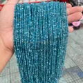 Perle rotonde sfaccettate in apatite blu naturale per la creazione di gioielli fai da te - 2mm 180 Pz/Confezione / Apatite naturale sfaccettata