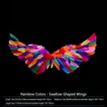 Ali di piume arcobaleno a forma di rondine per cosplay e spettacoli teatrali di festa - Taglia S / Ala Singola / Arcobaleno