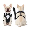 Hunde Geschirr Weste mit Leine Set für Hunde formeller Anzug Smoking Stil - S / Set (Harness + Leash) / Schwarz