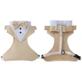 Elegantes beige Hundesmoking-Geschirr Weste mit Fliege für kleine Hunde - S / Nur Geschirr / Aprikose