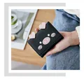 Cute black trifold wallet for women featuring a pink pig face and heart-shaped ears design. - Pigs Style / Pig Black