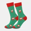 Festliche grüne und rote Socken mit verpixelten Weihnachtsmann-Mustern für Weihnachten. - Größe 33-46 / Grüner Pixel-Weihnachtsmann (2)