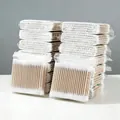 Einweg-Doppelkopf-Wattestäbchen aus Holz in transparenten tragbaren Beuteln zur Ohrenpflege - 100 Stk/Pack Bambusstäbchen