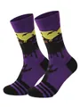 Detailansicht der lila Halloween-Socken mit Kürbis- und Fledermausmustern für Fans - 46-50 / Lila Schloss