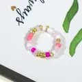 Handmade colorful rice bead ring with vibrant Bohemian dopamine style aesthetic for women - Multicolor (Style 1)