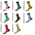 Colorful multi-pack polka dot mid-calf cotton socks in various vibrant contrast colors - One Size / Black Base Color