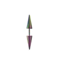 Rainbow iridescent stainless steel double spike cone barbell piercing stud earring - 5*13 Spike / Rainbow