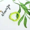 Vibrant neon green seed bead elastic ring, bohemian style handmade jewelry for women - Fluorescent Green (Style 15)