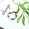 Colorful bohemian seed bead ring with vibrant dopamine style colors - Rainbow Mixed Color (Style 16)