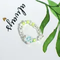 Bohemian style beaded ring with green beads and a white flower charm for women - Transparent Green With Flower (Style 20)