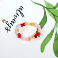 Handmade colorful seed bead ring in Hyuna dopamine style with red and pink beads - Red Pink Yellow White Mixed Style (款式21)