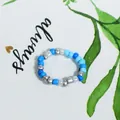 Handmade Bohemian style beaded ring featuring blue and silver beads for fashion accessories - Blue White Silver Mixed (款式25)